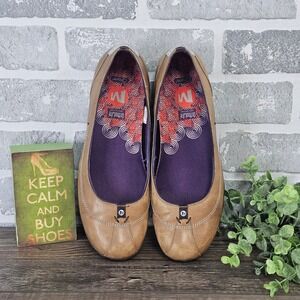 Merrell Charm Saddle Tan Leather Ballet Flats Women 8.5 J44990 OrthoLite Comfort